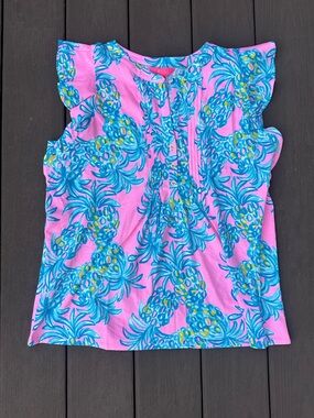 New Lilly Pulitzer Golda Top Pelican Pink Beat The Heat